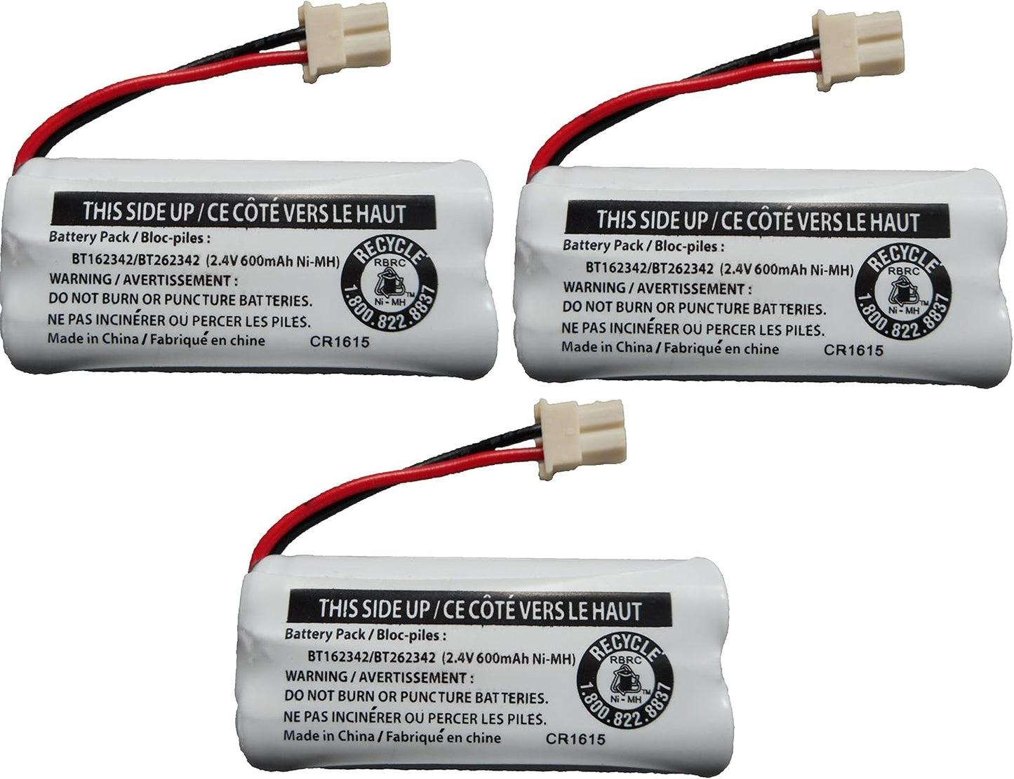 Replacement Battery BT162342 / BT262342 for Vtech AT&T Cordless Telephones CS6114 CS6419 CS6719 EL52300 CL80111 (3-Pack)