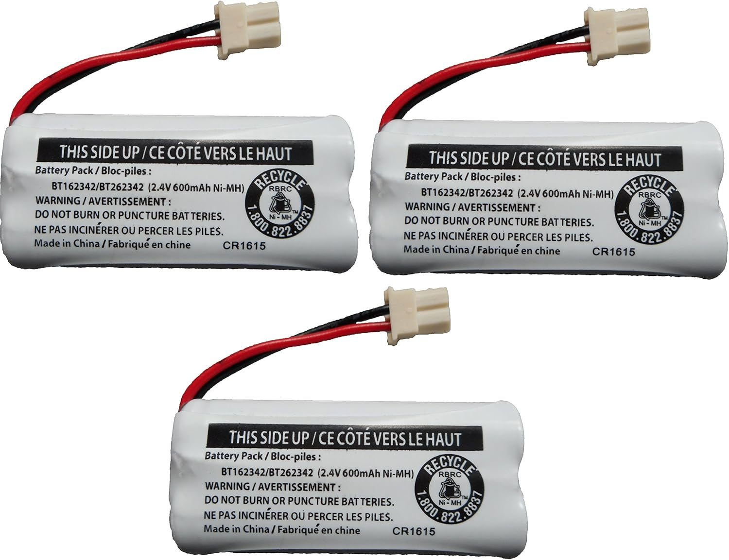 Replacement Battery BT162342 / BT262342 for Vtech AT&T Cordless Telephones CS6114 CS6419 CS6719 EL52300 CL80111 (3-Pack)